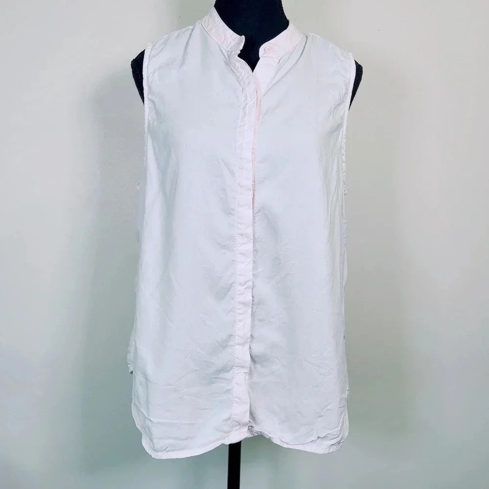 CLOTH & STONE | SLEEVELESS LIGHT PINK BUTTON UP SHIRT